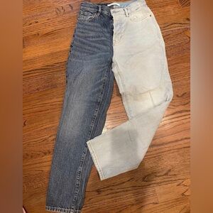 PacSun trendy color block girls high waisted straight leg jeans sz 25